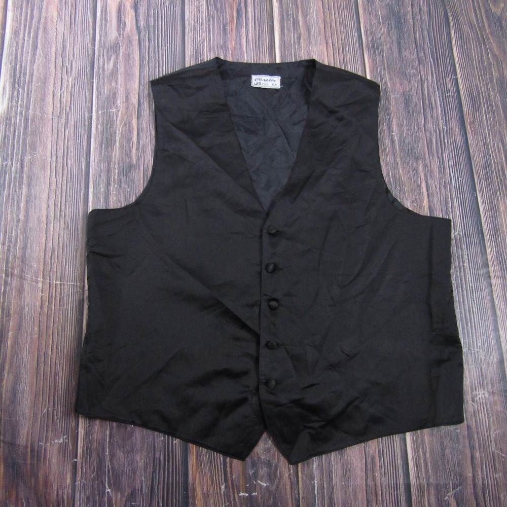Suit Vest Chaplin Mens XL Black‎ Solid Polyester Tuxedo Formal Waistcoat Wedding